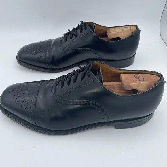 William Chatsworth Black Wing‎ Tip Vintage Dress Shoes Made England 11D